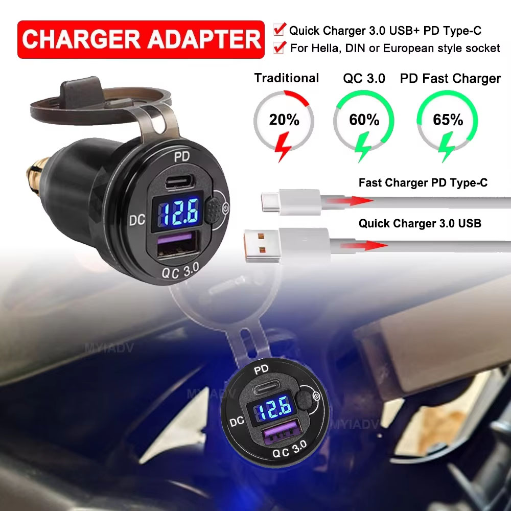 オートバイの充電器スイッチ QC3.0 USB 充電器タイプ C アクセサリー BMW R1250GS R1200RT R1200GS F800 GS/GT R1300GS ADV R12