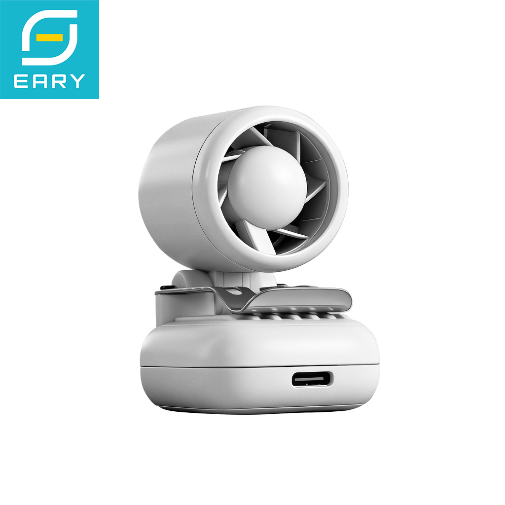 Eary ポータブル ミニ ファン 1200mAh 充電式クリップオンハットファン 3 スピード Type-C 高速充電ワイヤレスパーソナルファン デスク旅行用 62g