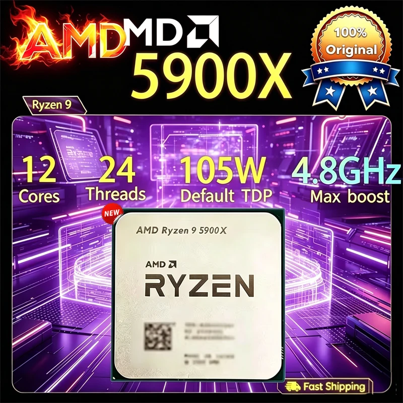 AMD Ryzen 9 5900X R9 5900X 3.7GHz--4.8GHz 12 コア 24 スレッド CPU プロセッサ 7NM L2=6MB L3=64M ソケット AM4 パッケージなしルーズパイ