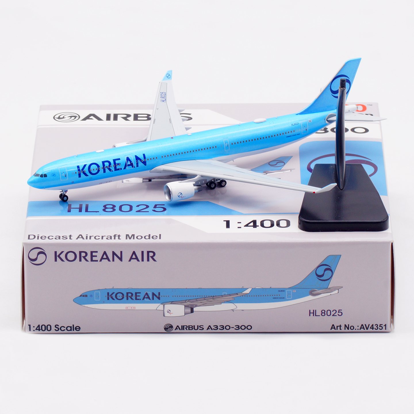 AV4351 合金コレクター飛行機ギフト航空 1:400 大韓航空「スカイチーム」エアバス A330-300 ダイキャスト航空機ジェットモデル HL8025