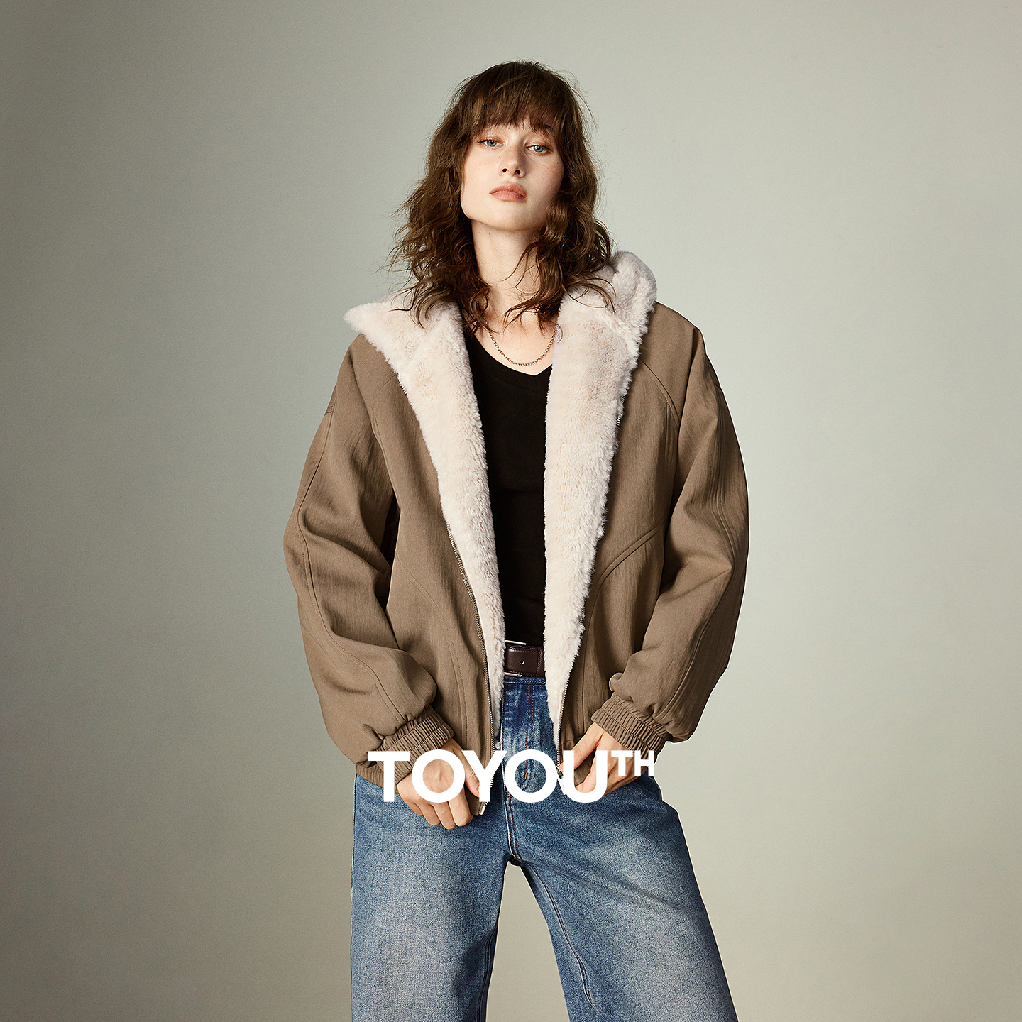 TOYOOUTH レディース ジャケット 2025 冬の新バーンスタイルバーンコットンコートアウターパッチワークぬいぐるみフード付き暖かい綿入りジャケット