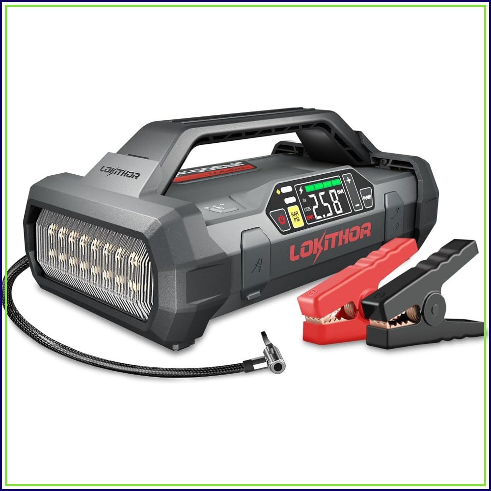 エアコンプレッサー付き1500Ampジャンプスターター、7.0Lガソリンまたは4.5Lディーゼル用12Vポータブルカーバッテリーブースター、デジタルスクリーン付き150PSIタイヤインフレーター、24ヶ月スタンバイ