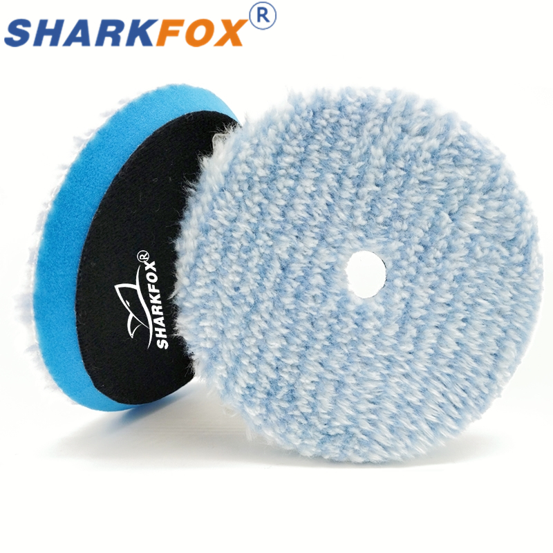 Sharkfox 5/6 インチ新ブルーマイクロファイバー研磨パッド車のボディポリッシュマイクロファイバー研磨ホイール DA/RO カーポリッシャー