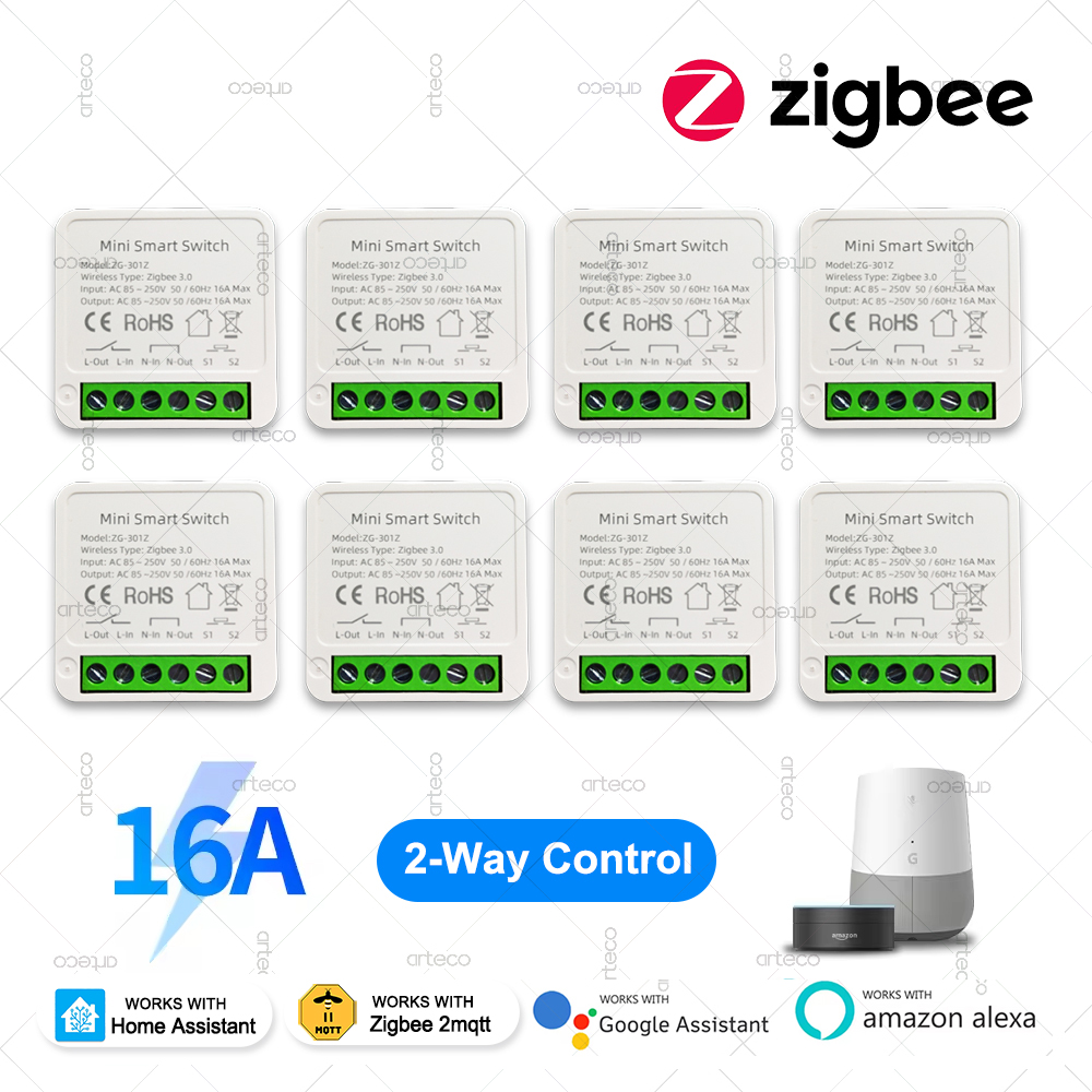 ZigBee 3.0 スマート ミニ DIY スイッチ オートメーション モジュール 16A リレー サポート 2 ウェイ コントロール アプリ リモート コントロール Zigbee ゲートウェイが必要