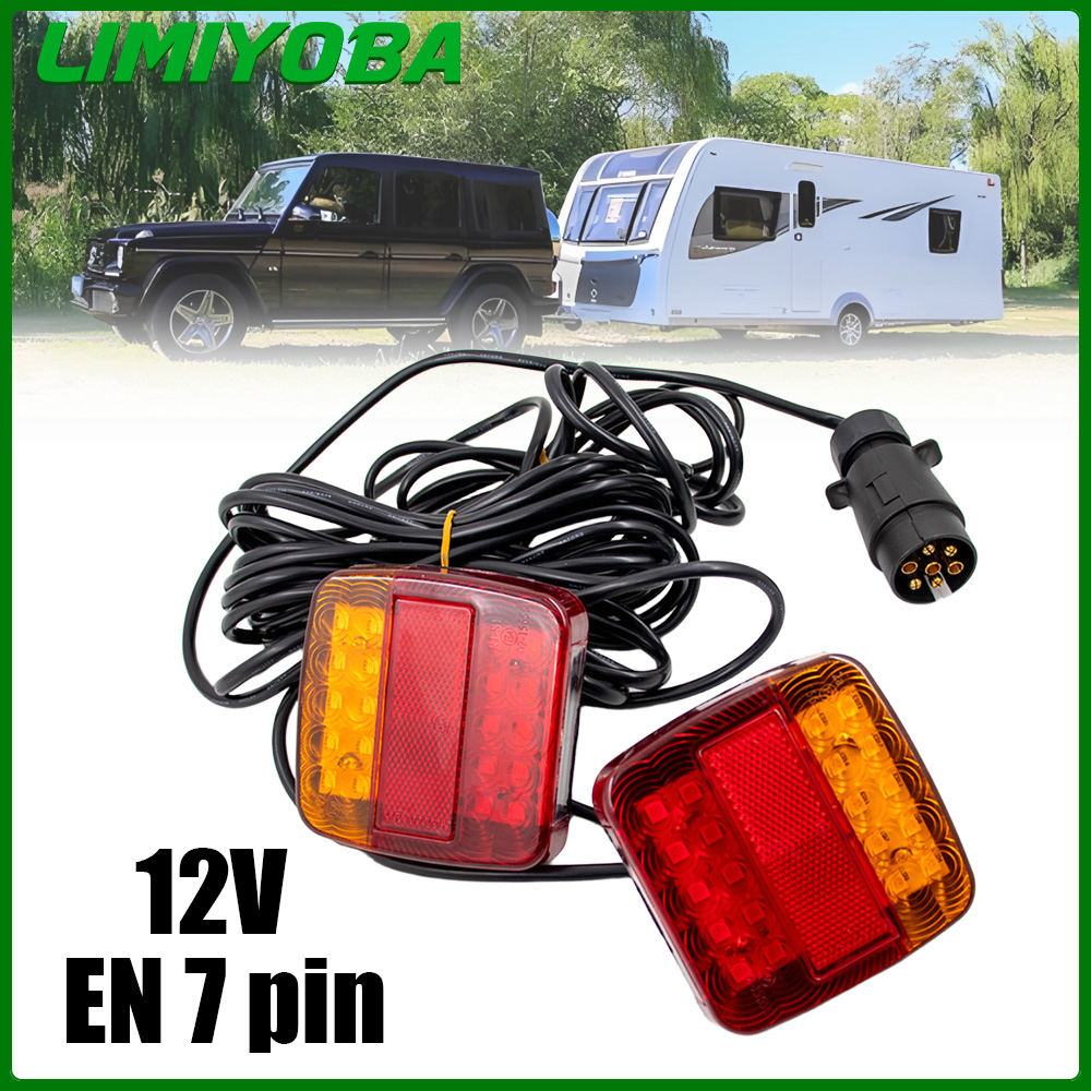 2 ピース/セット 12V リア牽引トレーラーテールライト 16 LED 10 メートルケーブル 7 ピンユニバーサルブレーキストップ防水ライセンスナンバープレートランプ