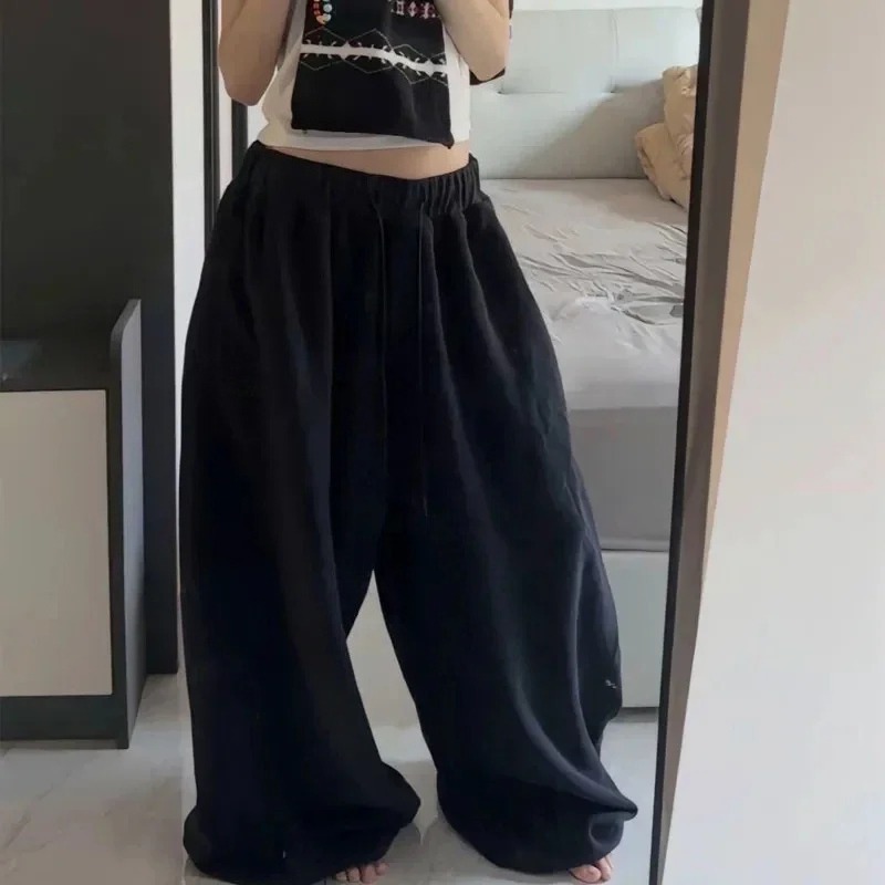 Y2K 女性韓国系アメリカ人ストリートワイドレッグスウェットパンツだぶだぶ特大パンツハイウエストグランジジョガーカジュアルズボン服