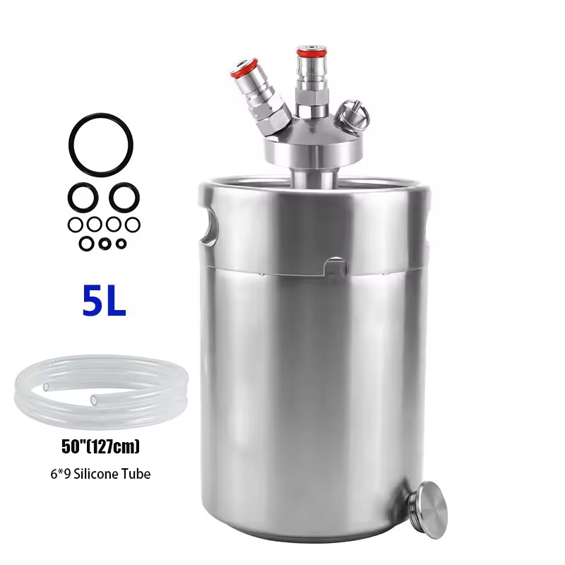5L ミニ樽ボールロックスピア炭酸キャップステンレス鋼 304 単壁ポータブルピクニック樽自作ビール樽