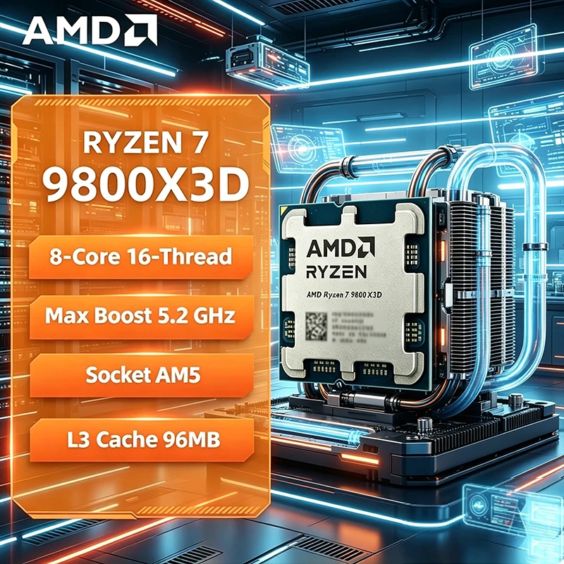 AMD Ryzen 7 9800X3D 8 コア 16 スレッド CPU 最大 5.2 GHz 96 MB キャッシュ AM5 ソケット (デスクトップ ゲーム プロセッサ用) - パッケージは含まれません