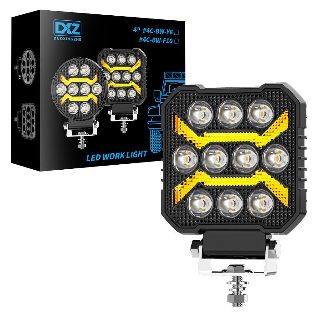 1 個ブラックウォリアー 4 インチ DRL スクエア LED ワークライトアップグレードスポット補助フロントランプオフロード車ジープトラック用