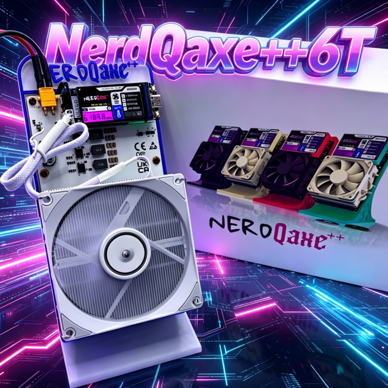 NerdQaxe Rev 6T ASIC Miner、オールインワンブラケット付き 100W 低電力家庭用ソロマイニングマシン