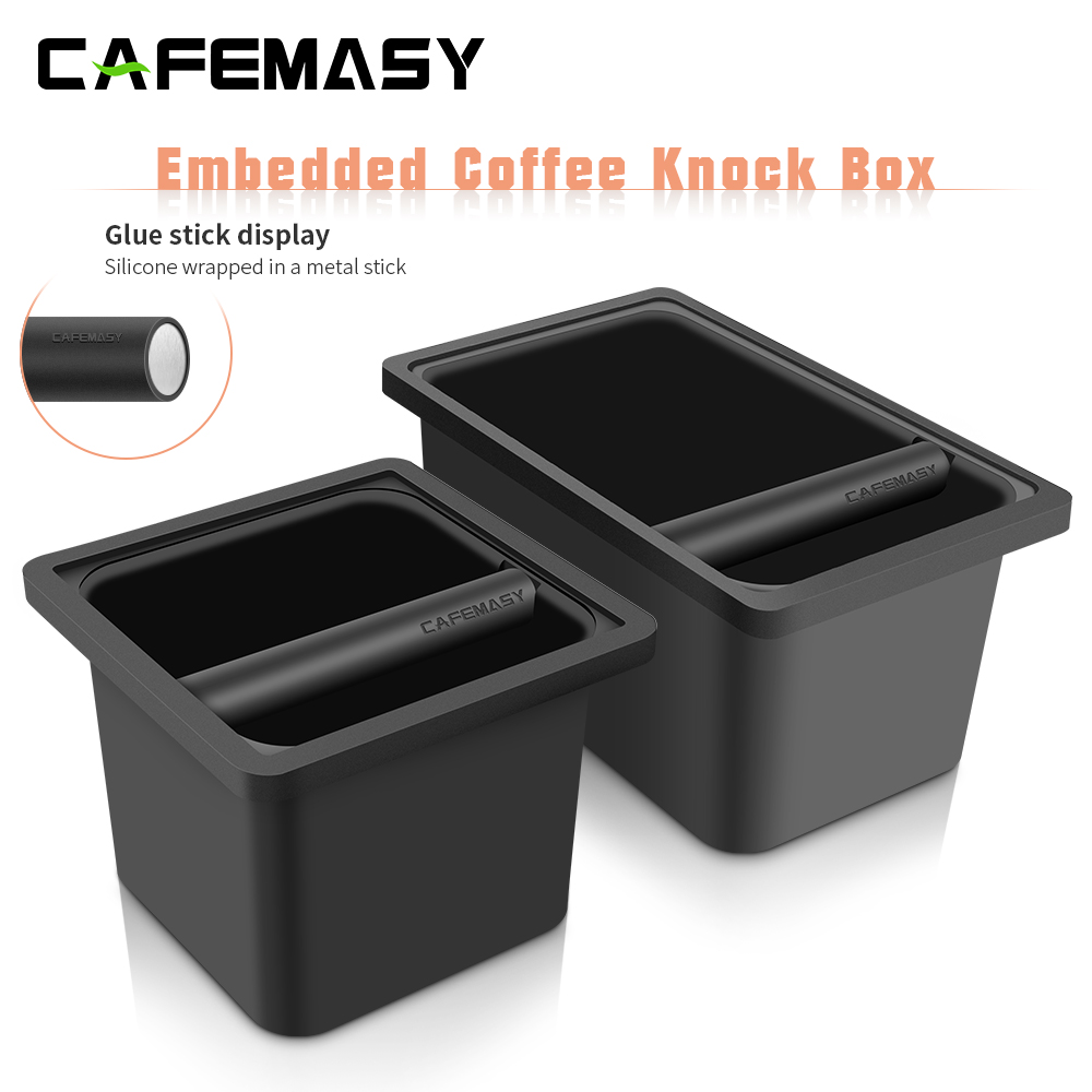 CAFEMASY コーヒーノックボックス埋め込み中空底なしコーヒーかすバケットバー正方形プラスチックコーヒーノックグラウンドバケット
