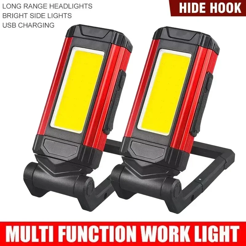 1/2/4 個磁気 COB ワークライト USB 充電式 LED 懐中電灯ポータブルランタンキャンプライト Type-C パワーバンク機能ランプ