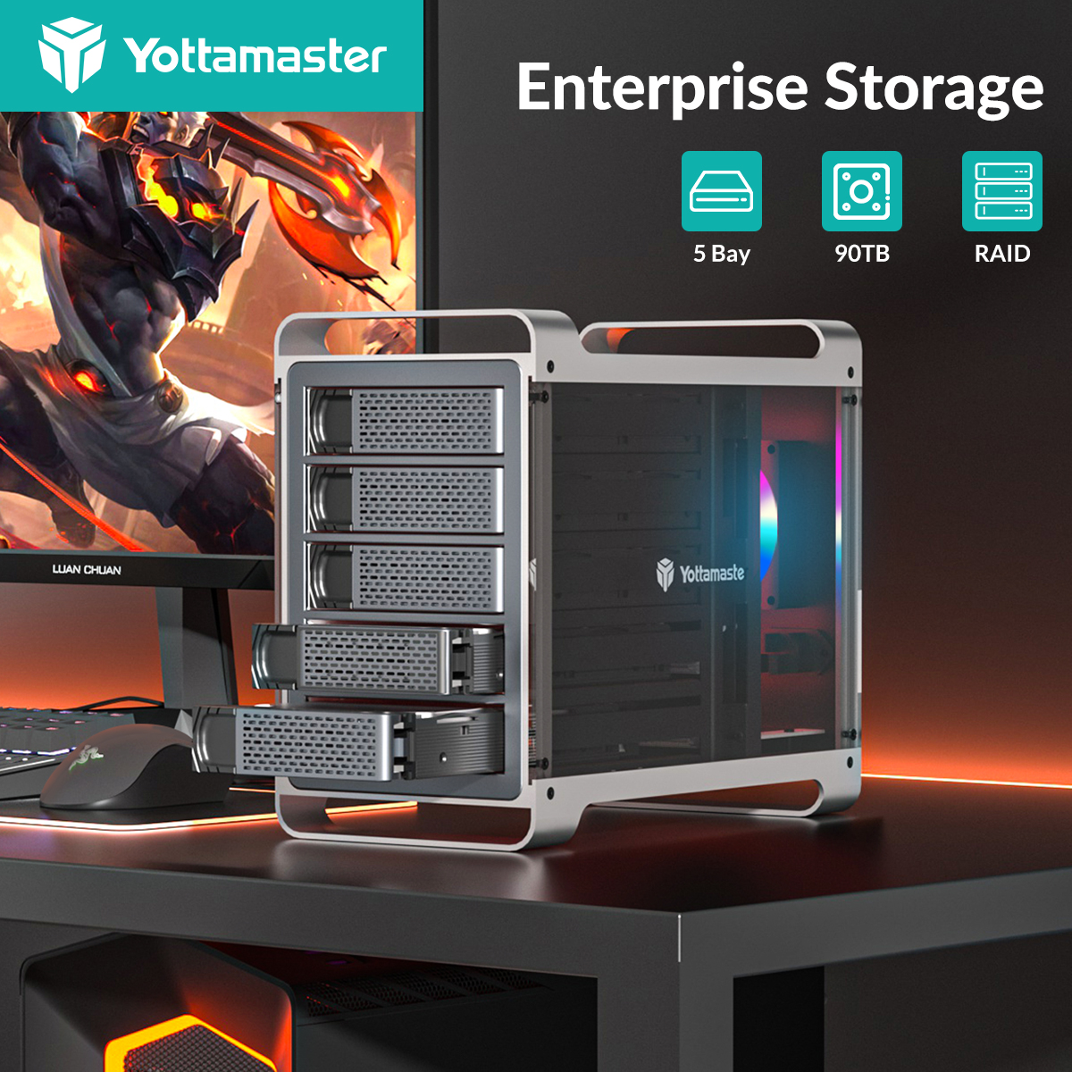 Yottamaster NAS Storage2.5 3.5 インチ SATA HDD SSD エンクロージャ 4/5 ベイ RAID 外部ケースハウスマルチスロットポートハードドライブボックス