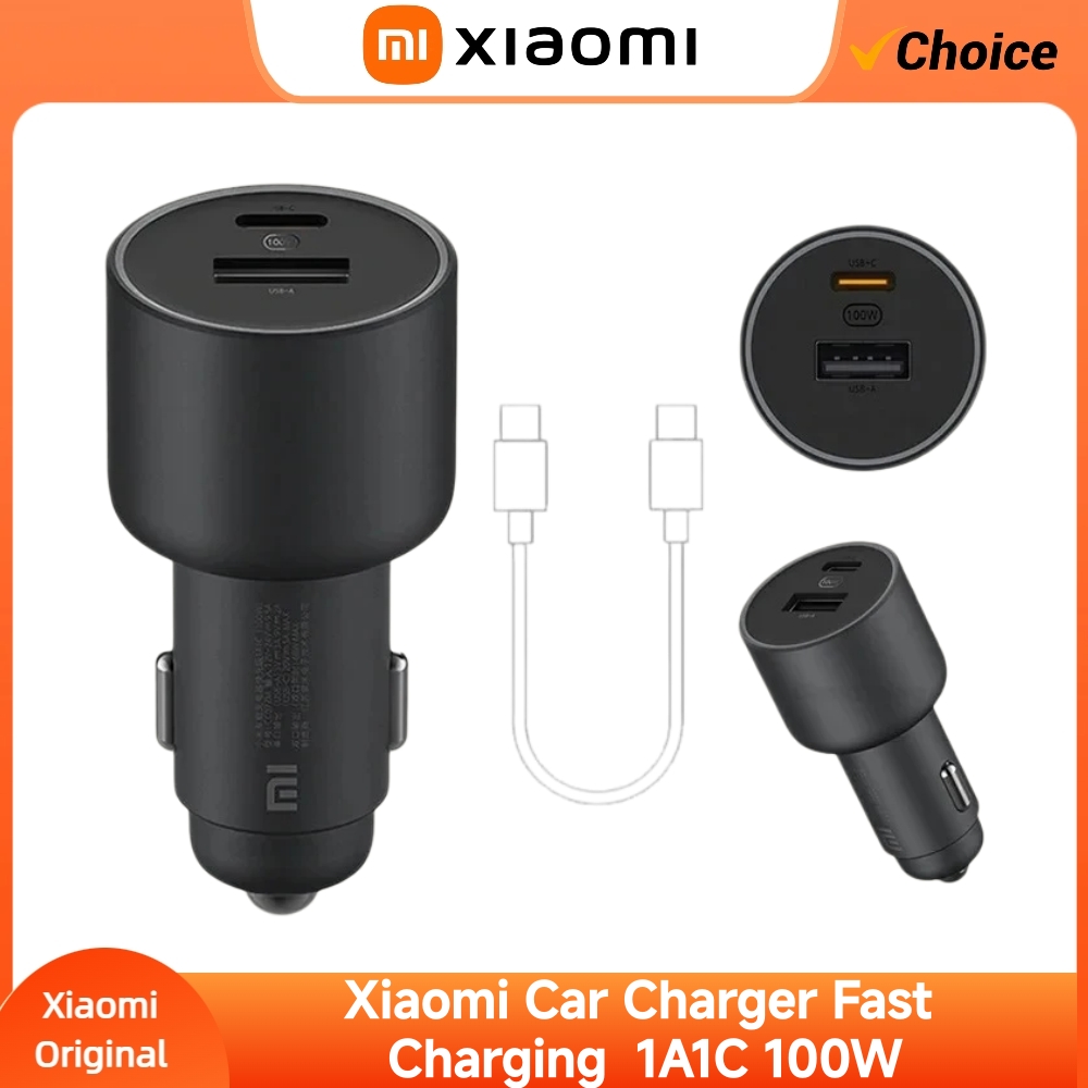 Xiaomi Mi 車の充電器 100W MAX 1A1C 高速充電デュアルポート USB-A USB-C スマートデバイス光効果ディスプレイと完全互換