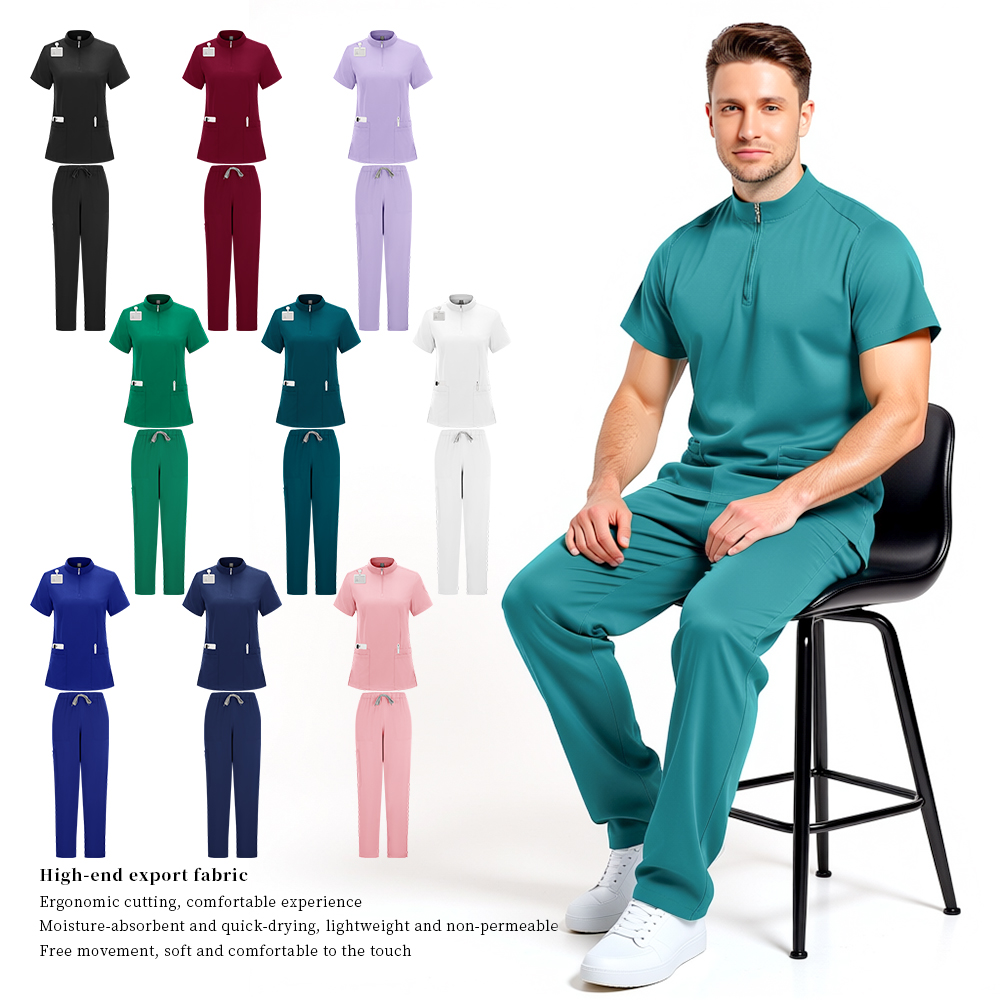 抗しわプレミアム手術服男性医療服制服ペットショップ歯科作業服ナーススクラブセットストレート