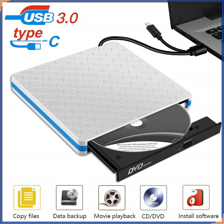 外付け DVD ドライブ USB 3.0 ポータブル /-RW プレーヤー CD ROM ライター バーナー用 ラップトップ デスクトップ PC Windows と互換性あり