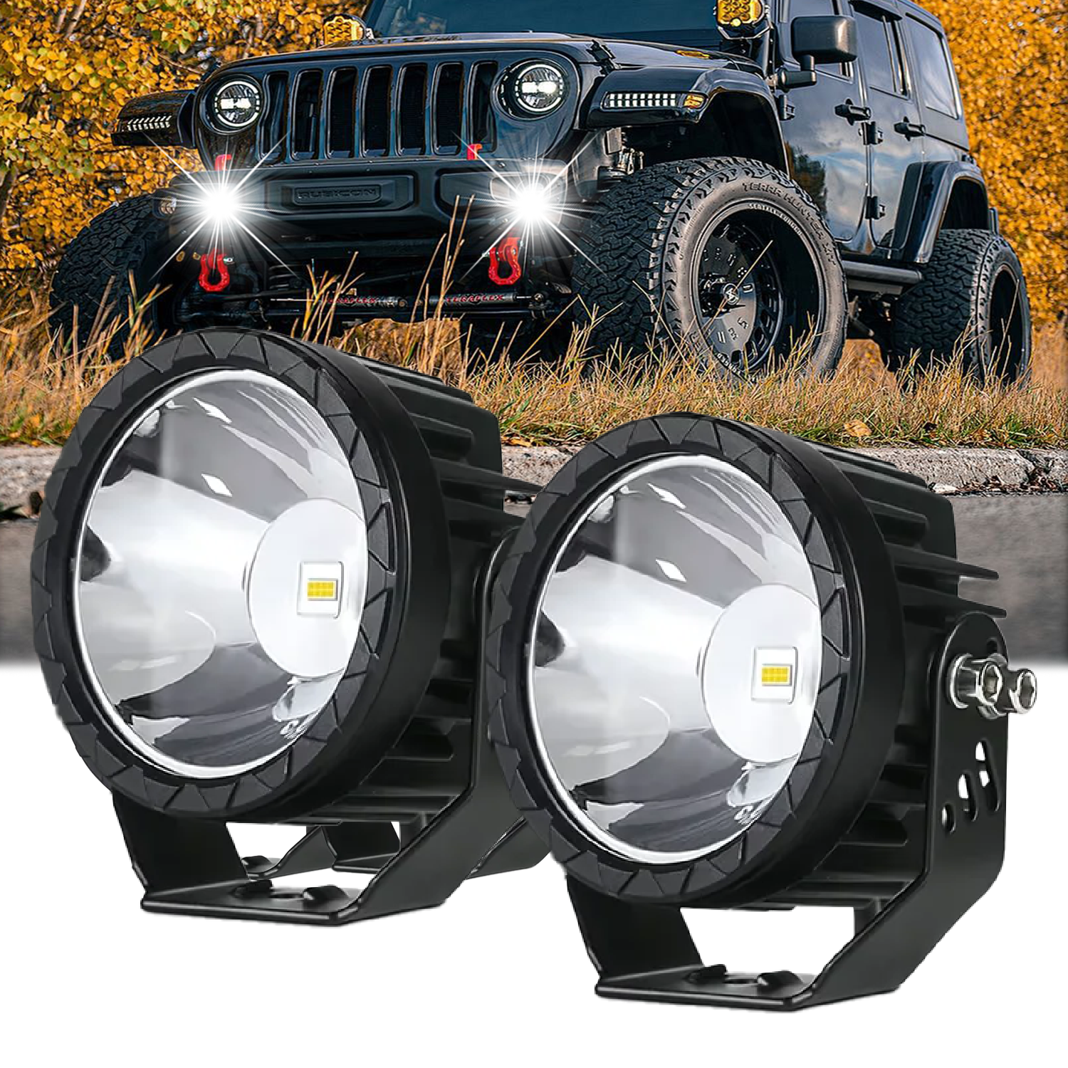 3.5 インチ 180 ワットラウンドスポットポッドライトバーハイブリッジ車両スポットライト LED 電球より明るい長距離 4x4 車トラック ATV SUV