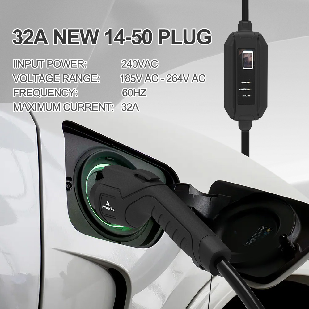 3.5KW 調整可能なポータブル Ev 充電コントローラ SAE J1772 タイプ 1 コネクタ Evse 充電ケーブル 8a 10a 13a 16a
