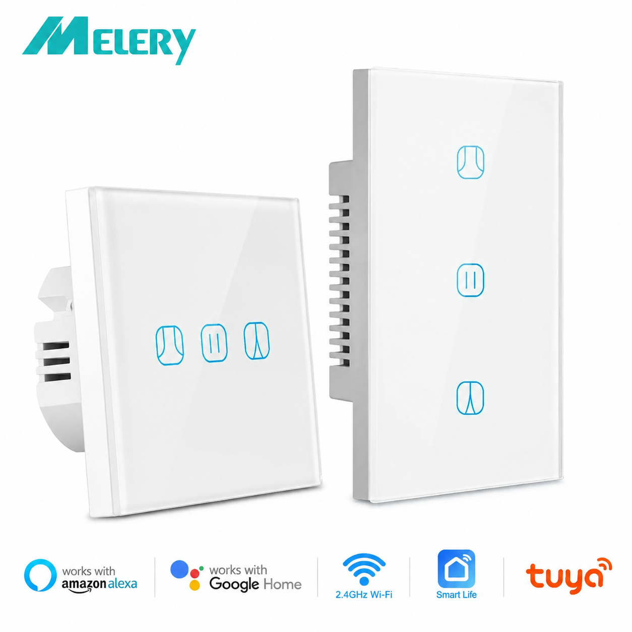 Melery WiFi Tuya スマート カーテン スイッチ タイマー ブラインド 時計 時計 シャッター 管状モーター ローラー リモコン Alexa Google ホーム アシスタント
