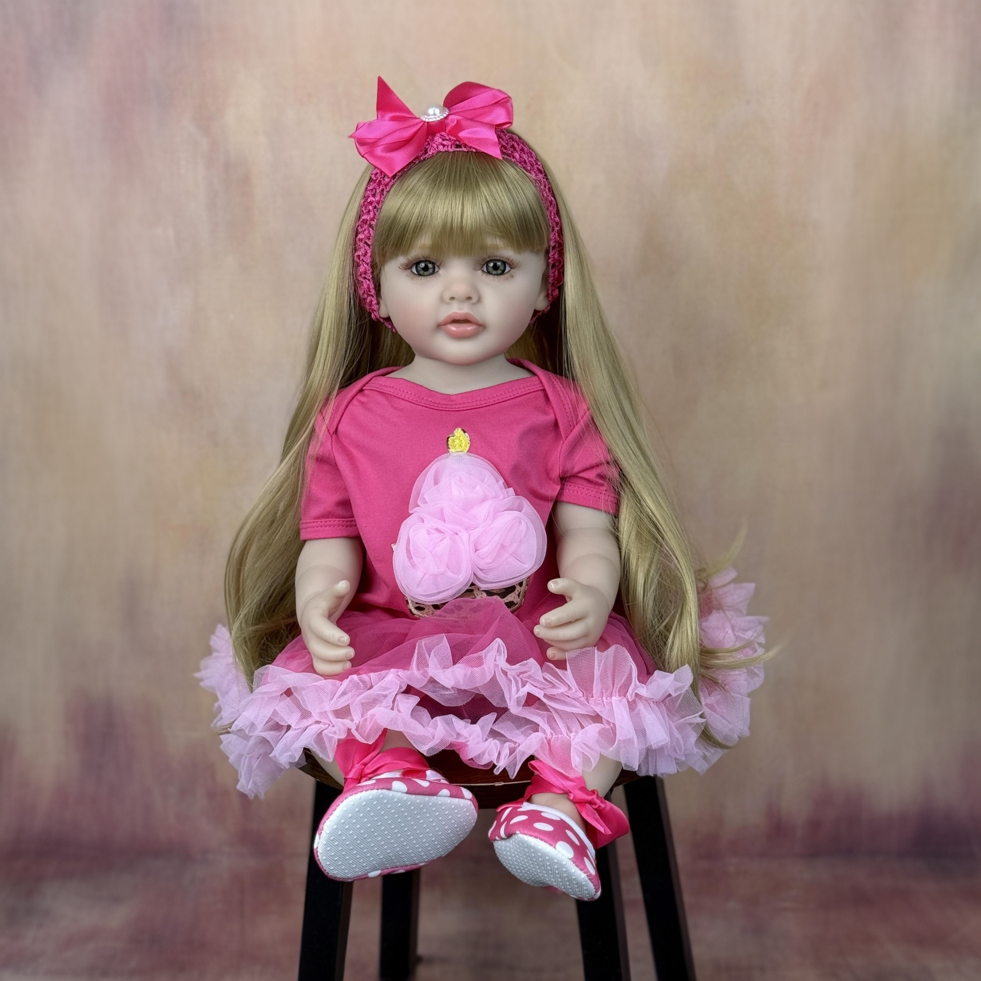 BZDOLL 22インチ 55cm フルビニールボディ リボーンベビードール ロングヘア プリンセス お風呂おもちゃ ドレスアップと就寝時 子供用 素敵な誕生日プレゼント