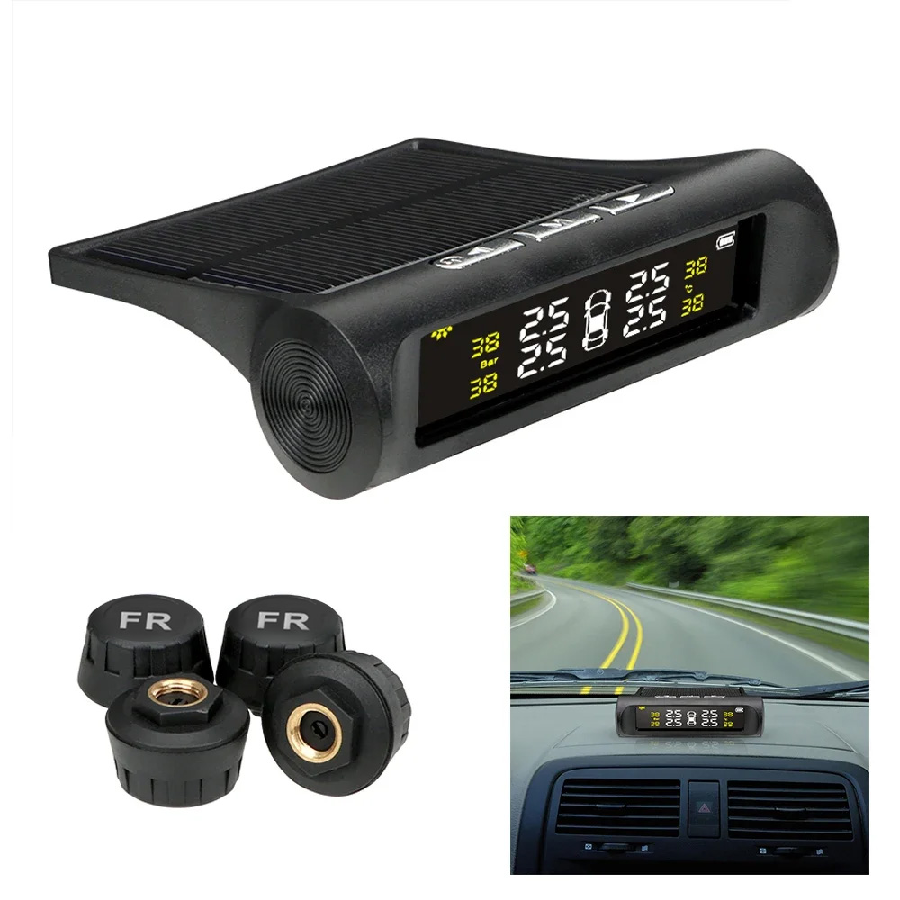 TPMS ソーラータイヤ空気圧センサー 4 ホイール内部外部センサー付き車のタイヤ空気圧監視システム TMPS