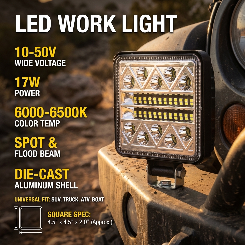 1 個ライトバースポットライトオフロード LED ワークライトバー LED スクエアトラクター SUV トラック運転フォグランプ