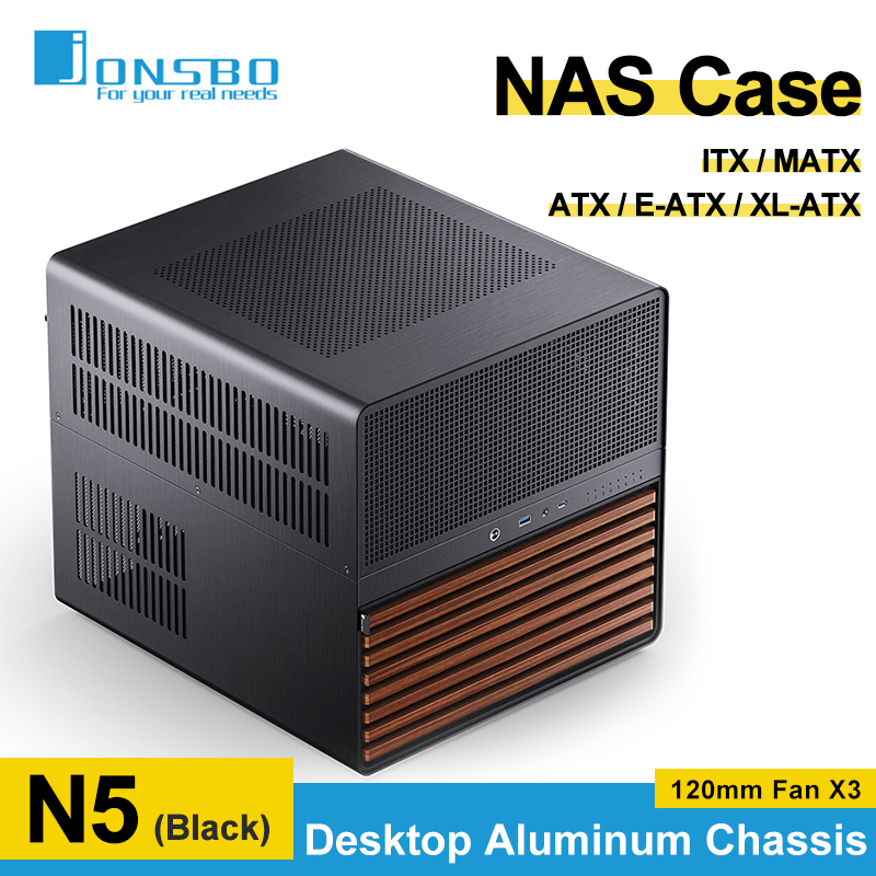 JONSBO N5 NAS ケース EATX MATX ITX コンピュータシャーシ 12 4 ハードディスクサポート 160 ミリメートル CPU クーラーと 120mmx3 ファンアルミ PC ケース