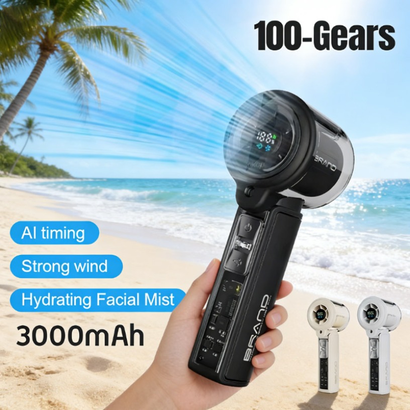 ミニ手持ちファン 100 ギア冷水補給スプレーファン 4000mAh デジタルディスプレイ Protable 充電式屋外小型ファン