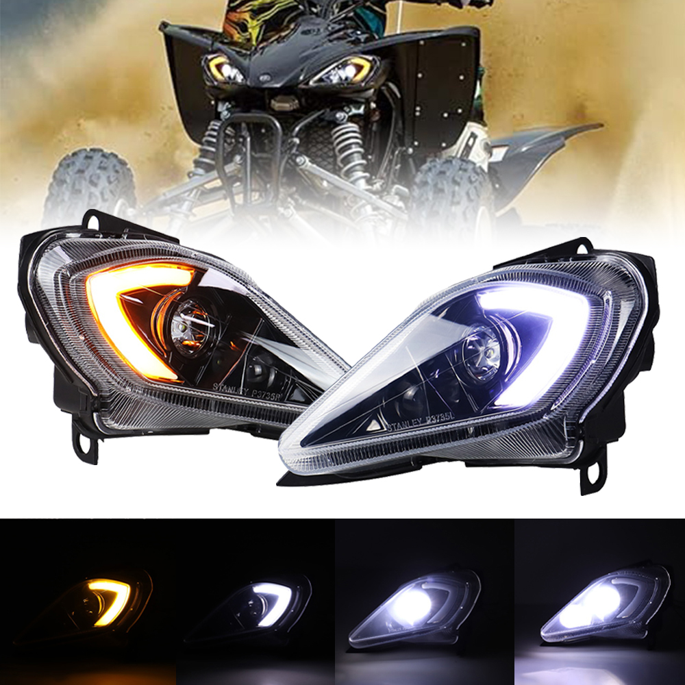 LED ターンシグナルライトハイ/ロービーム DRL ライトヘッドライトヤマハ YFZ 450 YFZ450R YFZ450X ウルヴァリン 450 350 ラプター 700 2006-2020