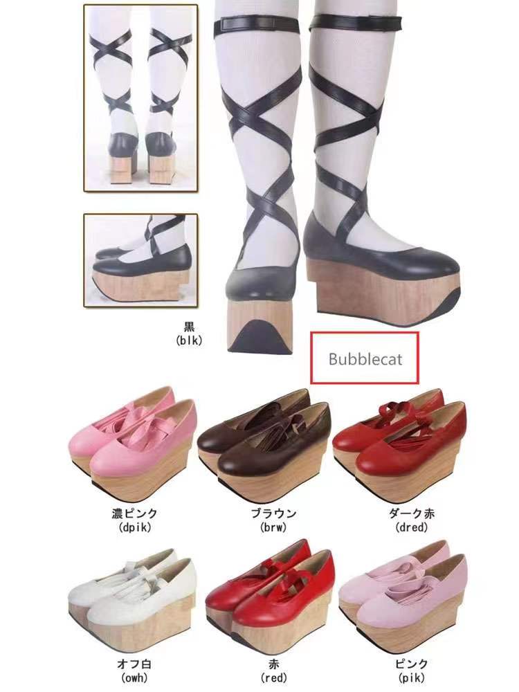 レディースプラットフォームハイヒールパンプスサンダルクロスストラップロリータコスプレつる日本原宿靴木馬新 2022