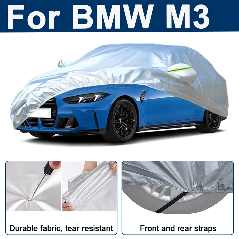 屋外フルカーカバー BMW M3 反射ストリップ付き防水防雪防塵 UV 保護自動車外装アクセサリー