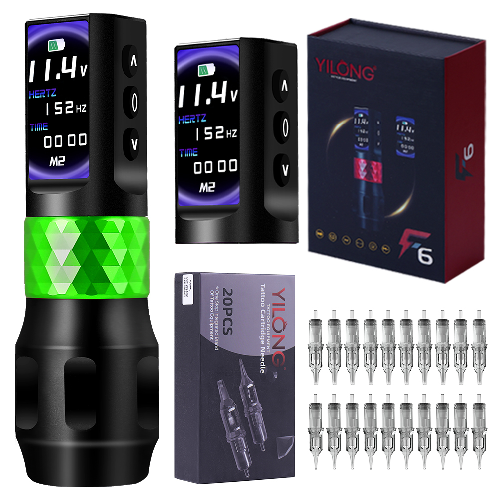 YILONG F6 プロフェッショナルタトゥーペン 2 バッテリータトゥーペンキットアートメイクタトゥーマシンキットワイヤレスタトゥーガンキット