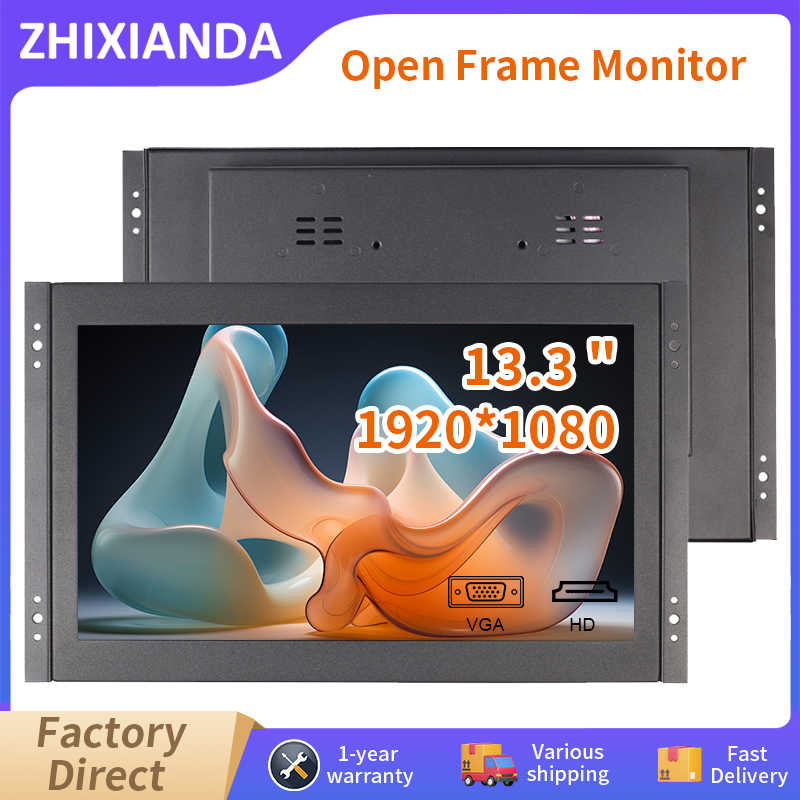 Zhixianda 13.3 インチ 1920*1080 HD オープンフレーム産業用ディスプレイ抵抗膜/容量性タッチスクリーンモニター VGA HDMI インターフェイス
