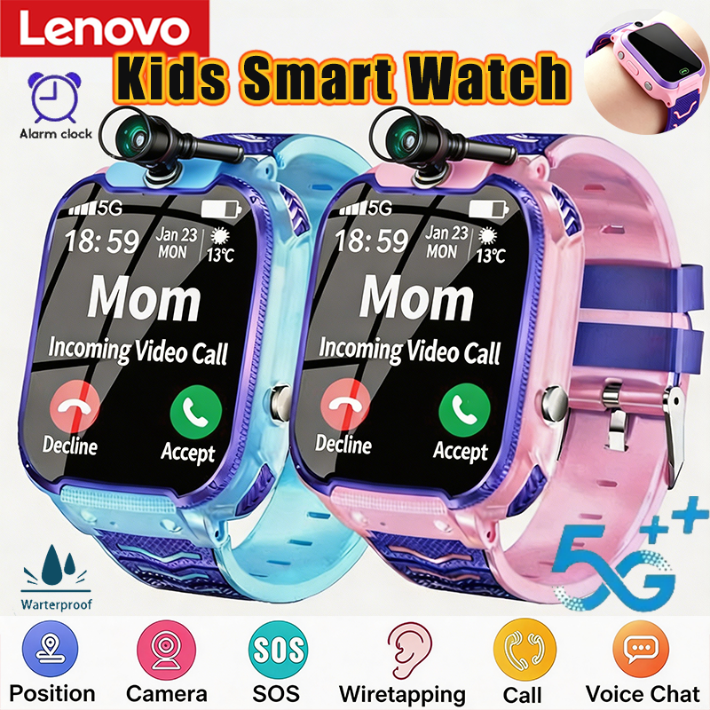 Lenovo 2027 新しい 5G キッズスマートウォッチ GPS 位置 Sim カードコール SOS カメラ防水子供用腕時計男の子女の子プレゼントギフト