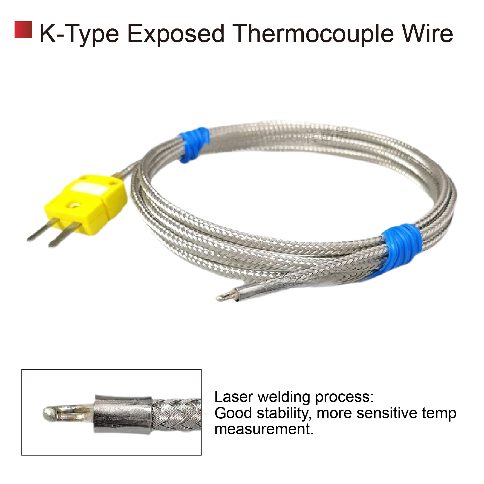 1000°C K タイプ熱電対工業用温度センサー M6 スレッド石英ファイバープローブ