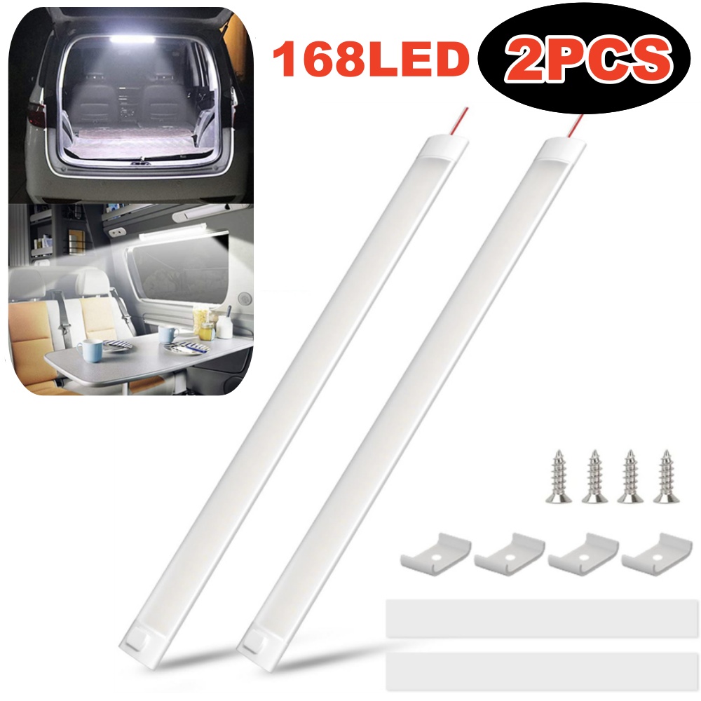 2 個車のトランクキャンプライト 168LED 車室内照明天井屋根 LED バー 12V-85V キャンピングカーバンローリートラック室内灯