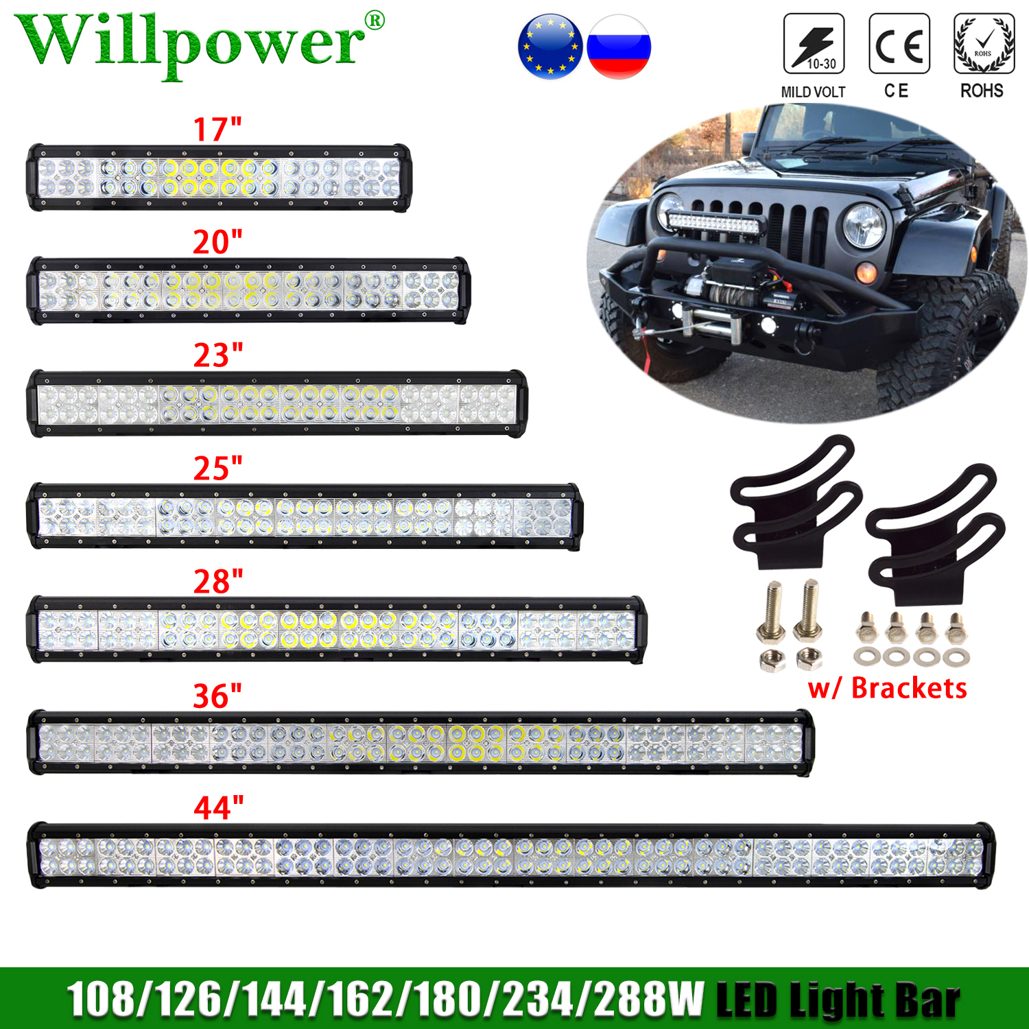 オフロード車ブルバー 18 "20" 23" 25" 28" 36" 44" LED ライトバージープ JK ポラリス UTV 4WD 4x4 トラック SUV 屋根駆動フォグランプ