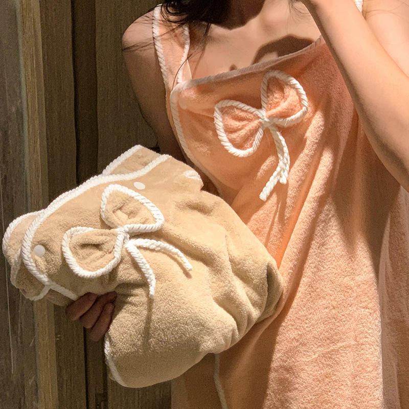 女性用 リボン ソリッドカラー バスシャワーラップ タオル ドレスストラップ ソフト 軽量 膝丈 ボディラップ スパバスタオルラップ
