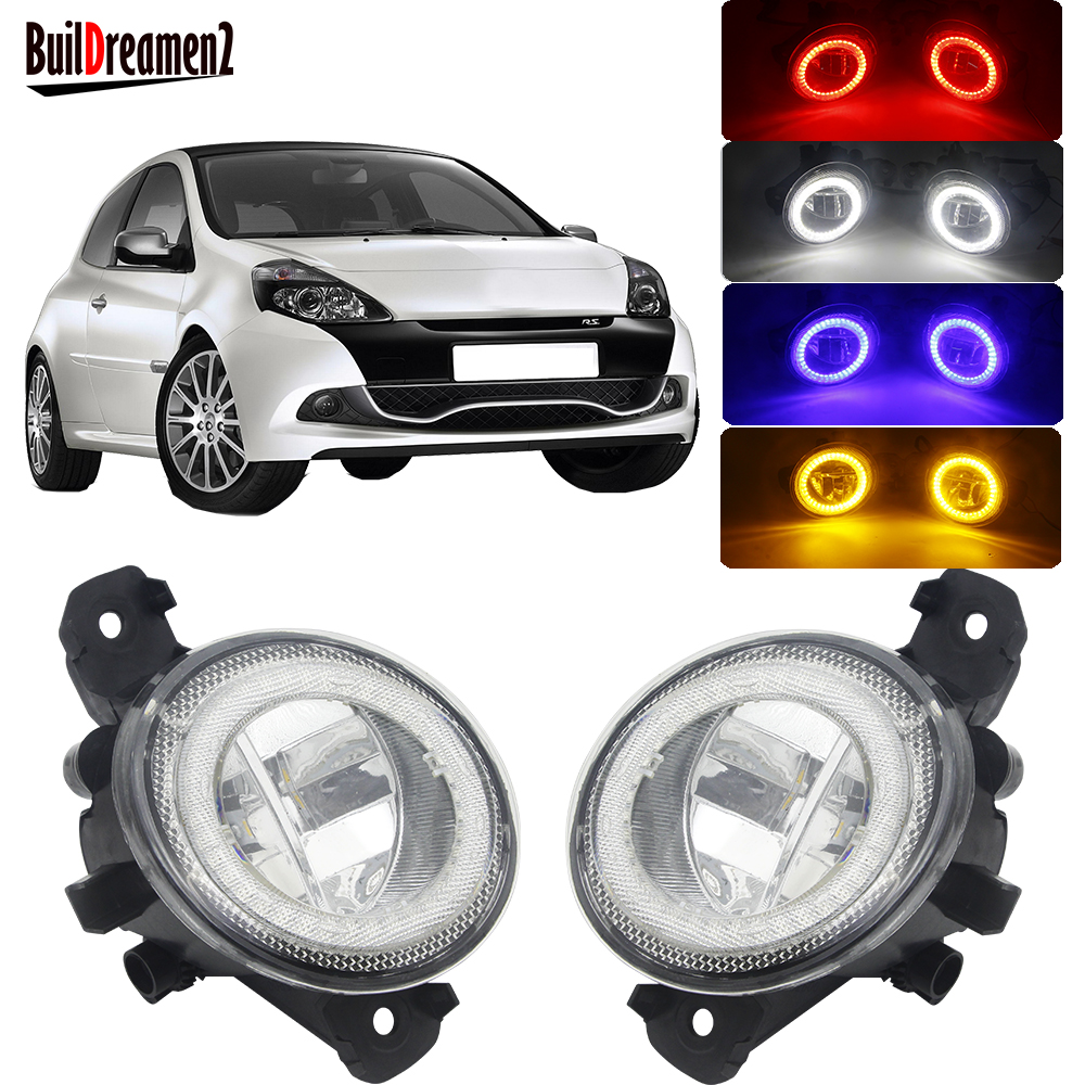 LED エンジェルアイフォグライト車のフロントフォグランプ DRL デイタイムランニングライトルノークリオ 3/III ハッチバックグランドツアーエステート 2005-2014