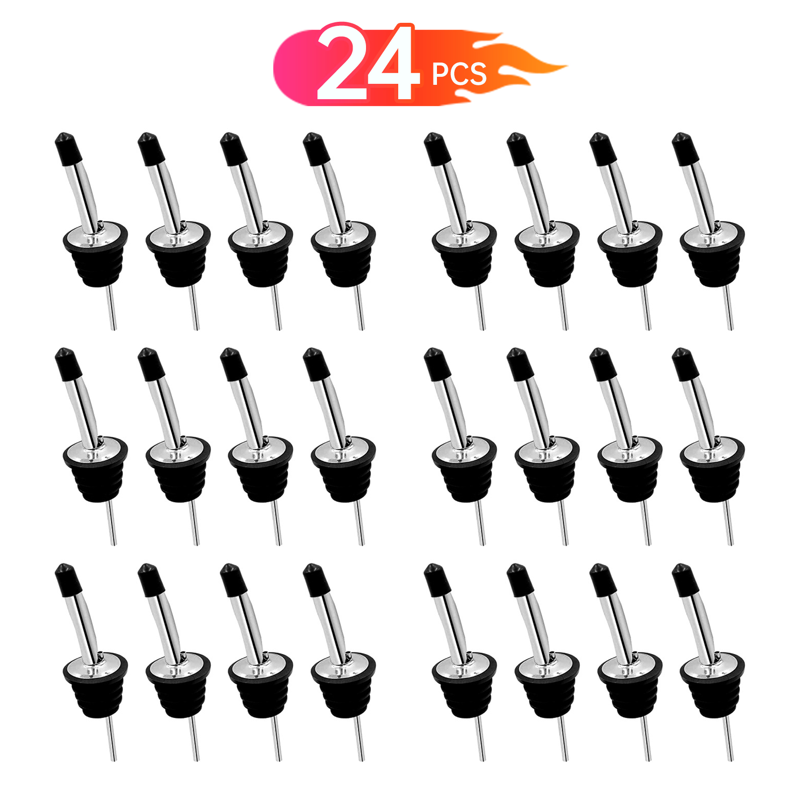 Aoresac 24 パック酒ボトル注ぎ口アルコール用ステンレススチール酒ボトルディスペンサースピリッツボトル用スピード注ぎ口