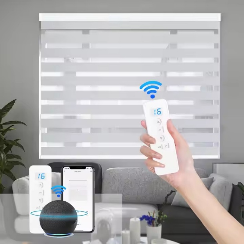 2026 カスタムサイズ複数のカラーオプションフィルターライト Alexa と Google リモコン電動ゼブラブラインド Windows 用