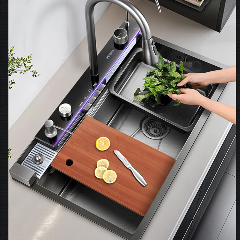 キッチン Multifonction シンクセット クジラの滝の蛇口 50L 大容量タンクサイズ 68x46cm キャビネット収納家電