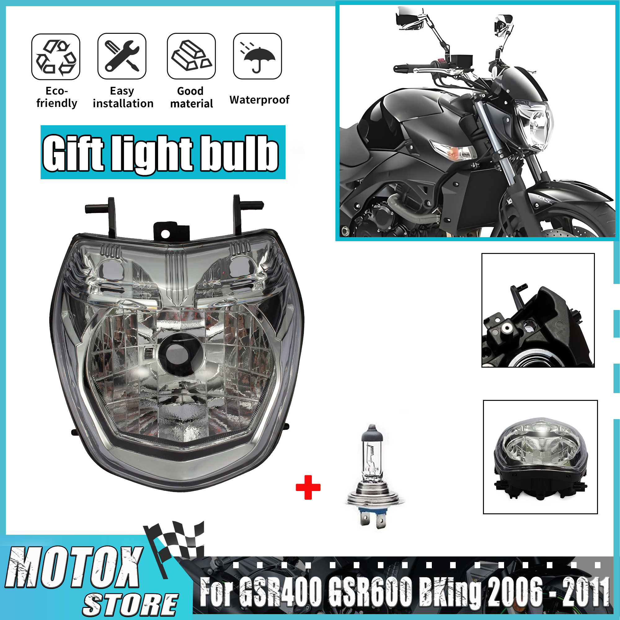 スズキ GSR400 2006 - 2011 GSR600 ヘッドランプ GSR 400 GSR 600 BK600 BK400 ヘッドライト 2007 2008 オートバイヘッドライトアセンブリ