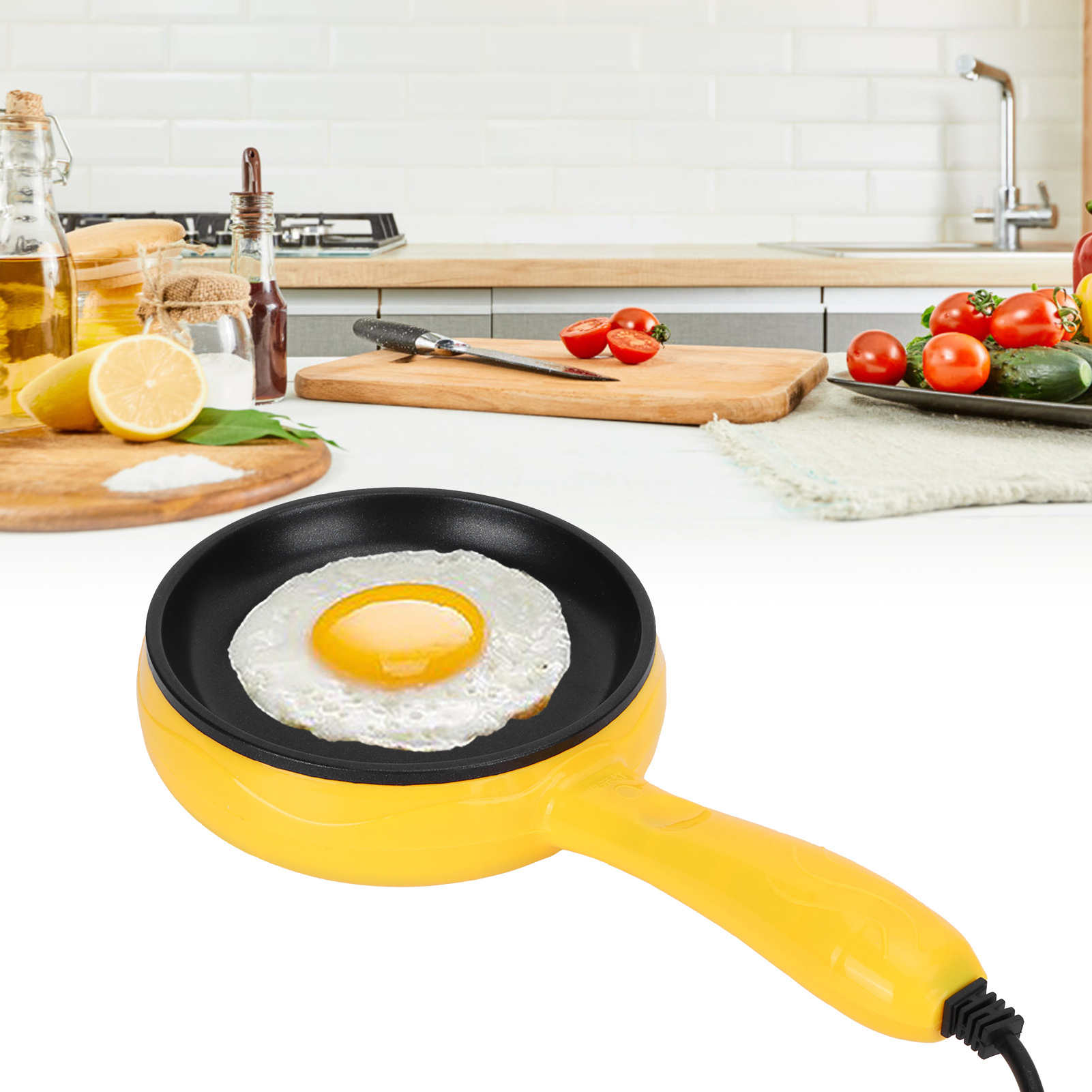 350W ミニフライパン ノンスティック揚げステーキパンケーキ エッグパン 木製ヘラ付き 卵フライパン キッチン用品 ステーキフライパン