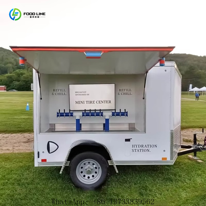 Customized Refrigerated Trailer Mobile Outdoor Water Station 6-10 Taps Fiberglass Bottle Refill Beer Beverage
