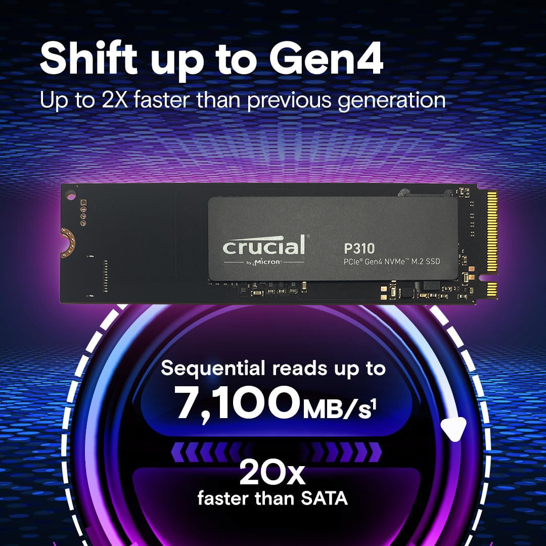 Crucial P310 1TB 2TB PCIe Gen4 NVMe M.2 SSD 最大 7100MB/s または M.2 SSD ヒートシンク (SKU を選択)、内蔵ソリッド ステート ドライブ、OEM パック