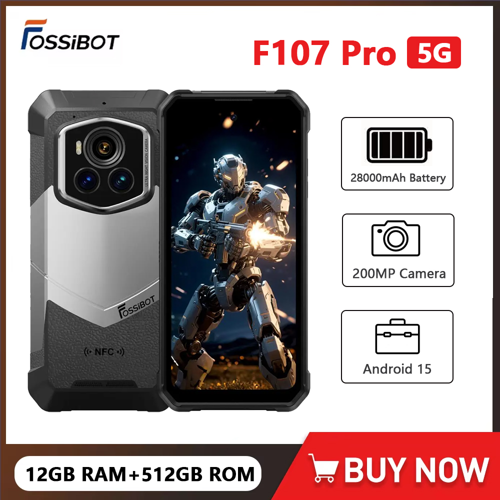 FOSSiBOT F107 PRO 5G頑丈な電話28000mAhスターライトナイトバージョン12GB 512GB携帯電話NFC顔IDスマートフォンAndroid 15