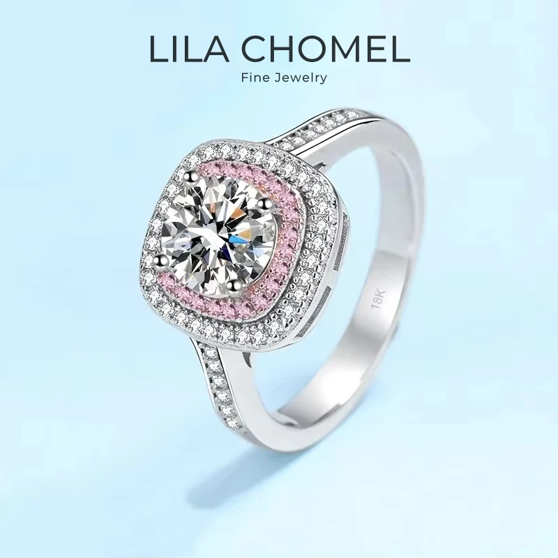 女性婚約 18 18K ホワイトゴールド結婚指輪 1CT モアッサナイトダイヤモンドガールフレンド誕生日ギフト PT950 妻バレンタインデーリング