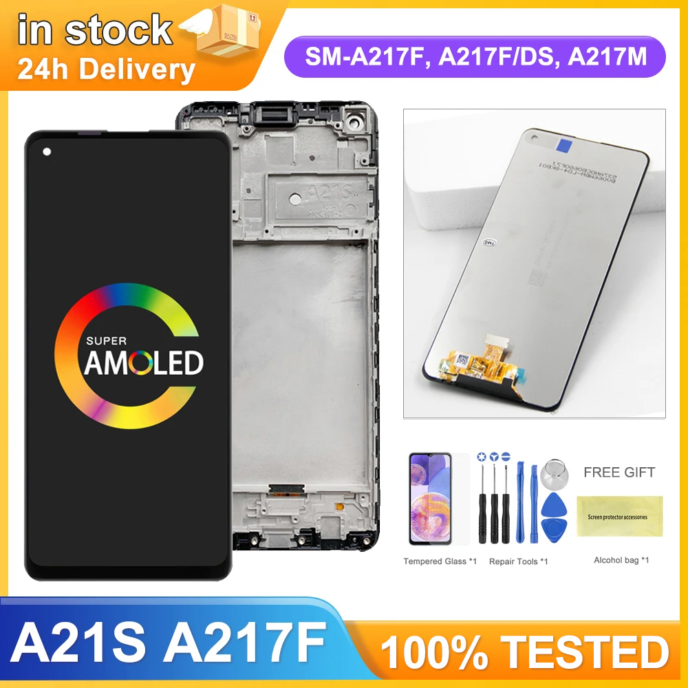 6.5 "A21S 表示画面パンタラサムスンギャラクシー A21S A217F 液晶ディスプレイタッチスクリーンデジタイザ交換用フレーム