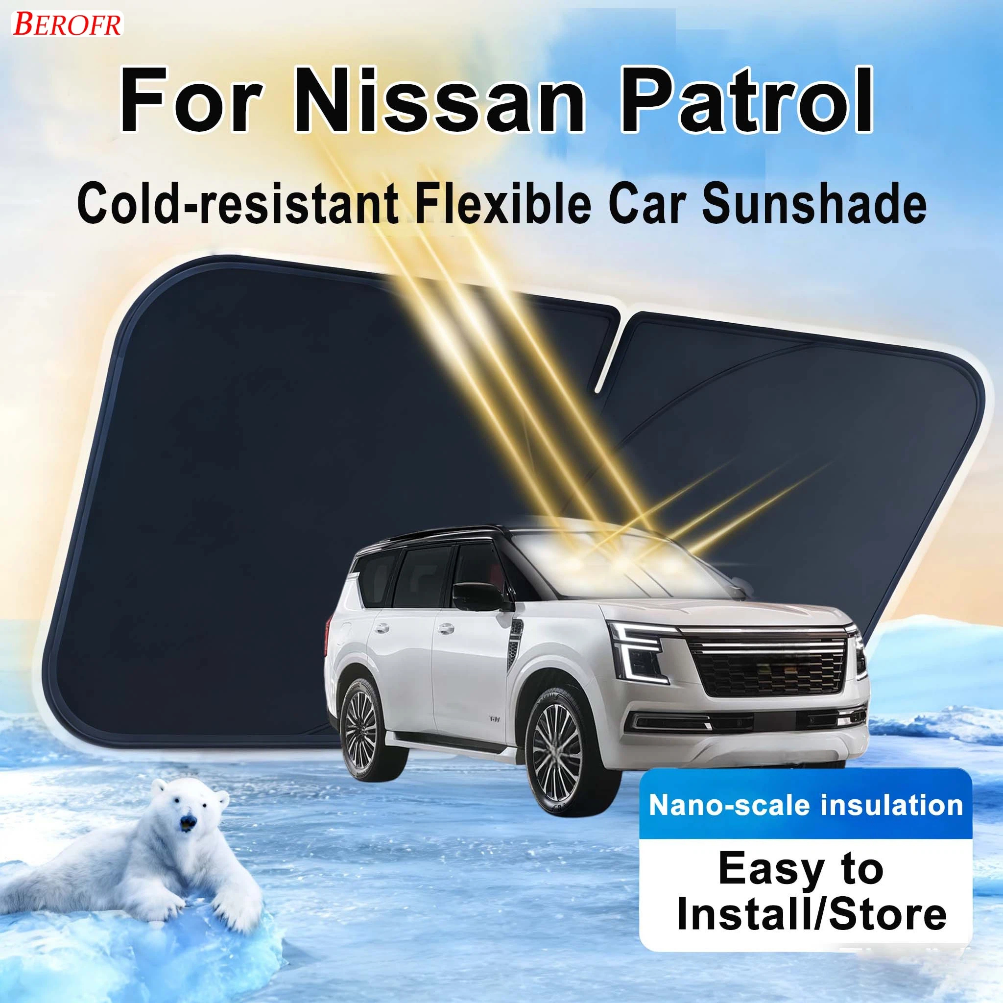 日産パトロール 2021-2026 車のフロントガラスサンシェードカバーフロントウィンドウサンシェード断熱夏の自動車アクセサリー